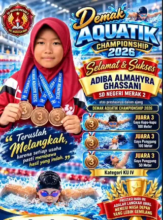 Siswa SDN Merak 2 Dempet Sabet Tiga Medali dalam Demak Aquatic Championship 2026