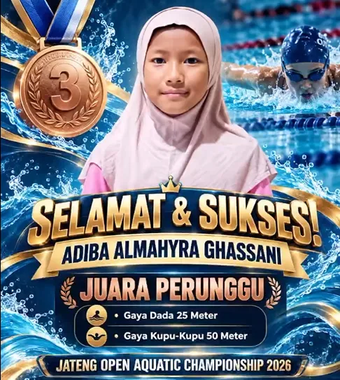 Keren ! Berkat Dukungan Orang Tua, Adiba Siswi SDN Merak 2 Sabet 2 Perunggu di ajang Renang Jateng